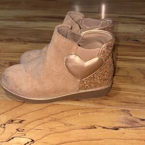 Charming Kids' Brown Heart Glitter Boots